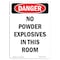 Signmission Safety Sign, OSHA Danger, 18" Height, No Powder Explosives In This Room, Portrait OS-DS-D-1218-V-2332 - alternate 1